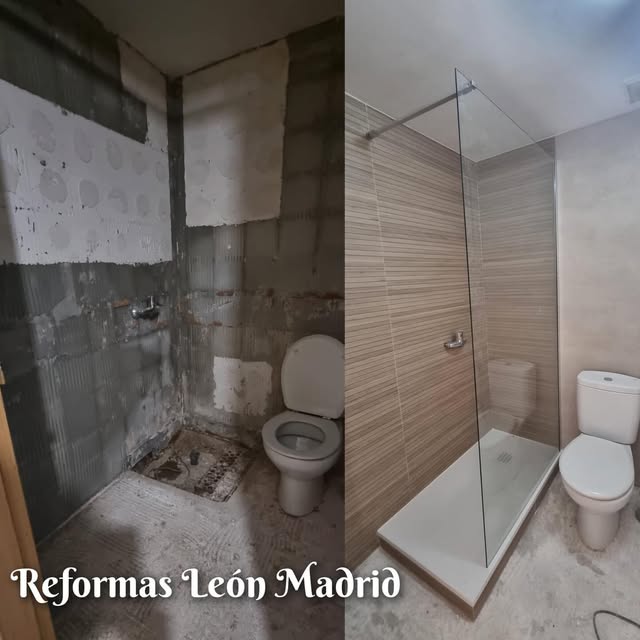 Reforma de baño con mampara, antes y después